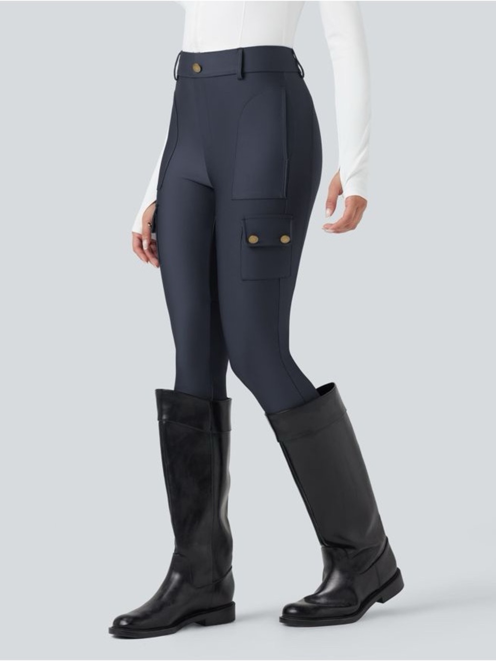 Halara High Waisted Sheen 7/8 Leggings with Pockets xl - Picture 3 of 6